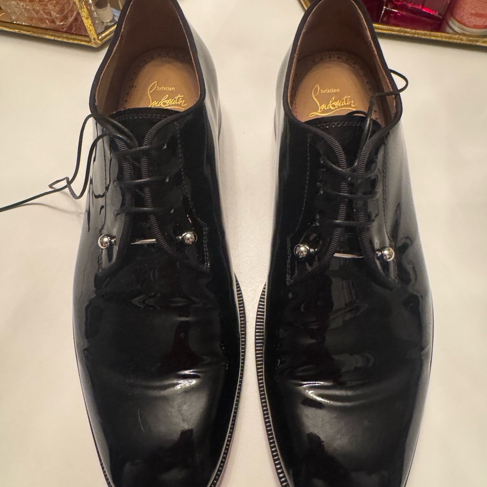 Christian Louboutin Shiny Black Leather Oxfords